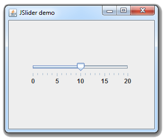طريقة عرض ال JSlider أفقياً مع تحديد أصغر و أكبر قيمة فيه, بالإضافة إلى إظهار خطوط تحته في جافا