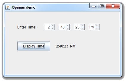 إنشاء واجهة لإدخال الوقت من خلال JSpinner في جافا